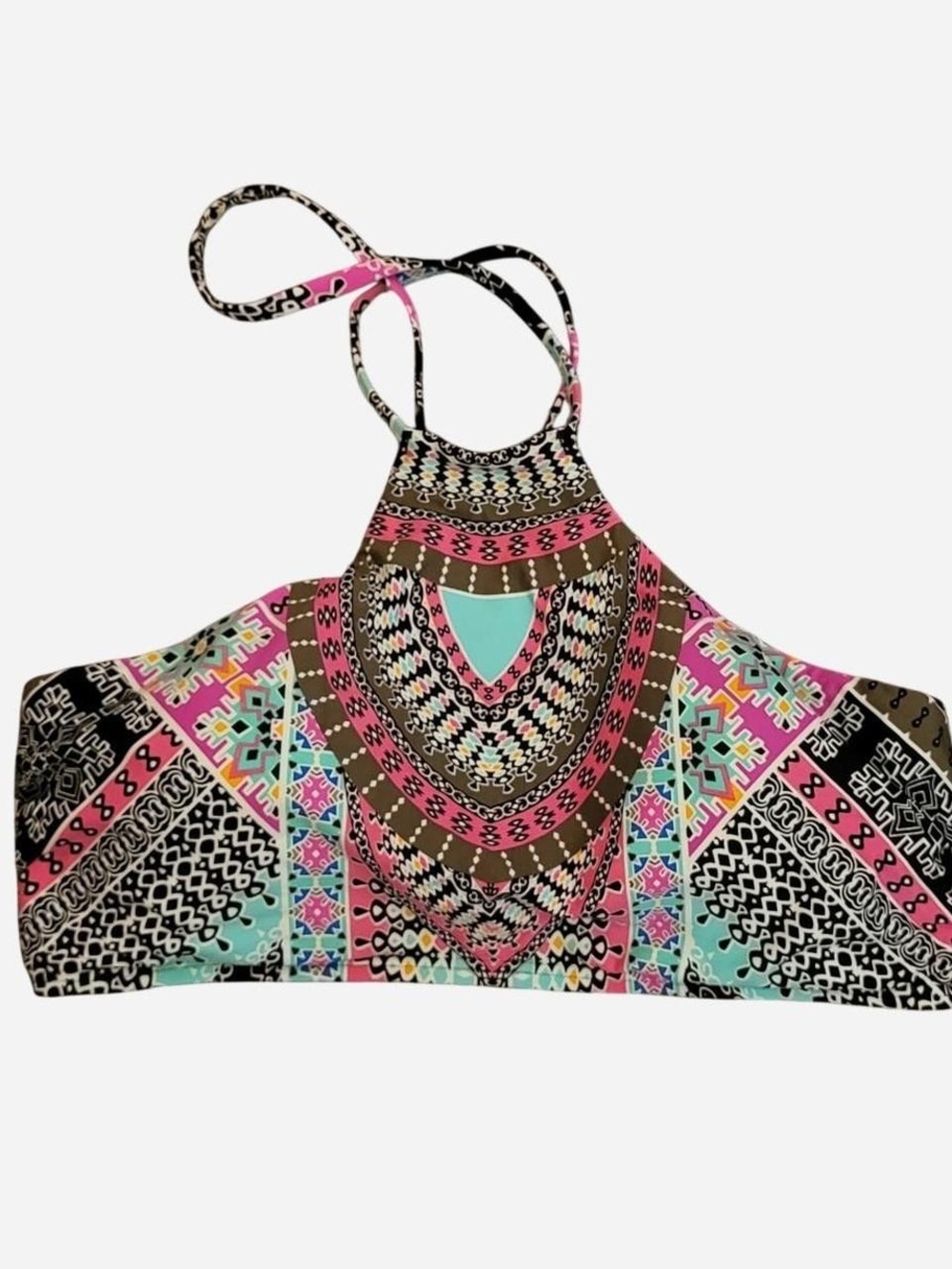 Bohemian 🩷 Halter Crop Top in Pink & Teal
